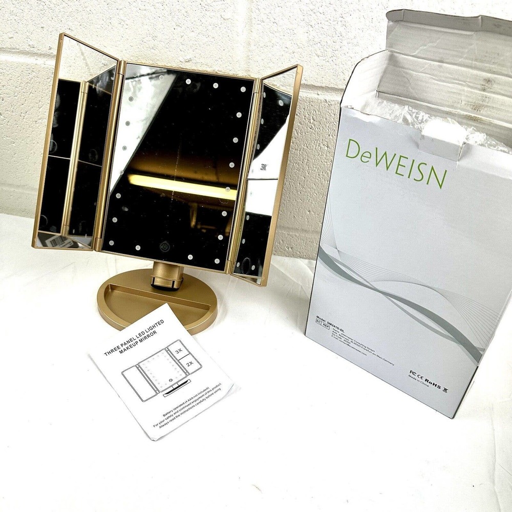 Tri-Fold Vanity Mirror with 21 LED Lights, Touch Screen and 3X Magnification